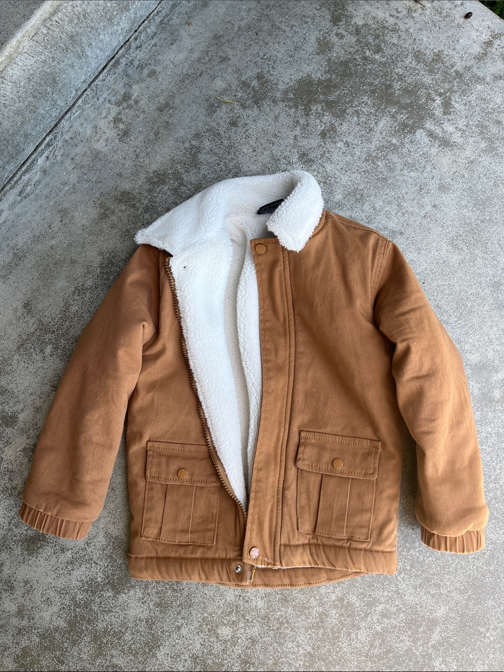 Little Bipsy Tan Sherpa-Lined Field Jacket